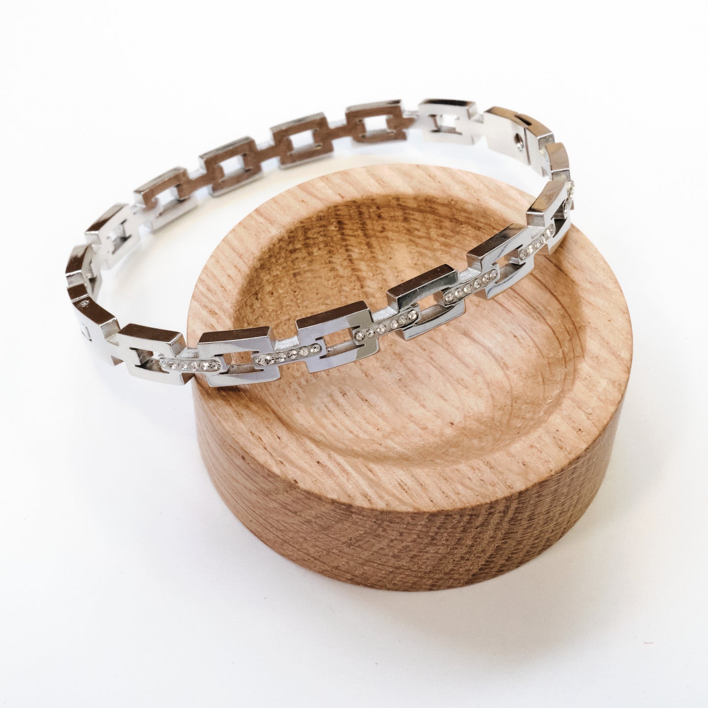 Stainless Steel Silver Link Cube Chain Bangle 304L (SKU 120)