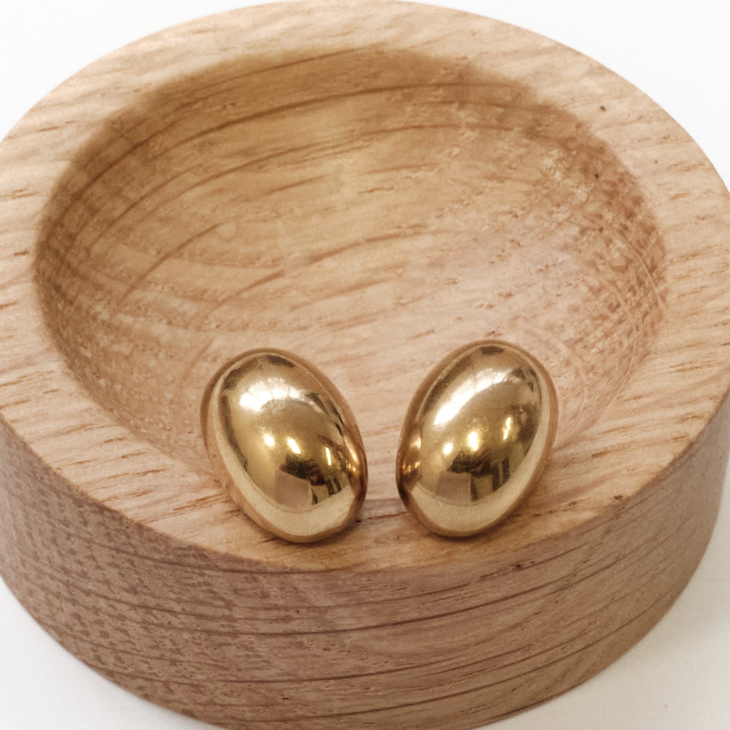 Gold-Tone Stainless Steel Oval Chunky Stud Earrings (SKU: 150)