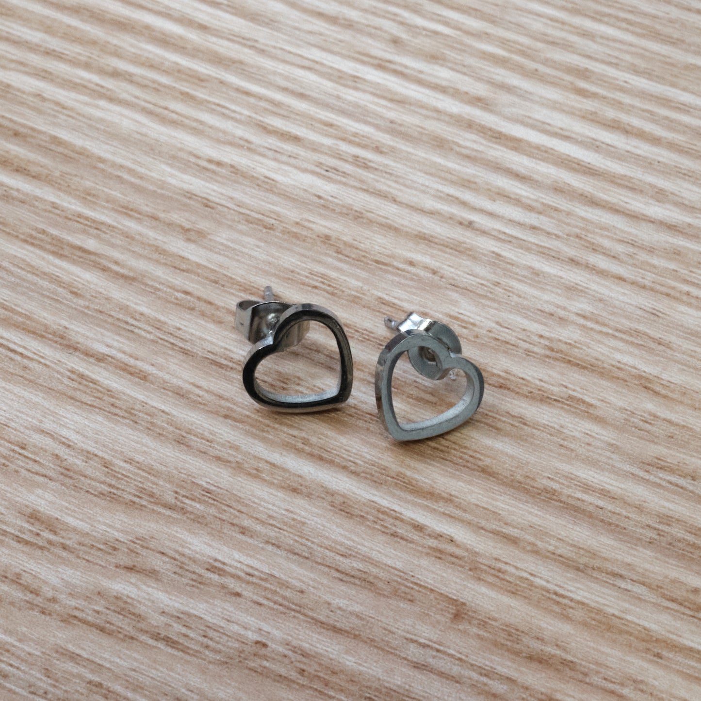 Stainless Steel Silver Heart Earrings 316L(SKU 211)