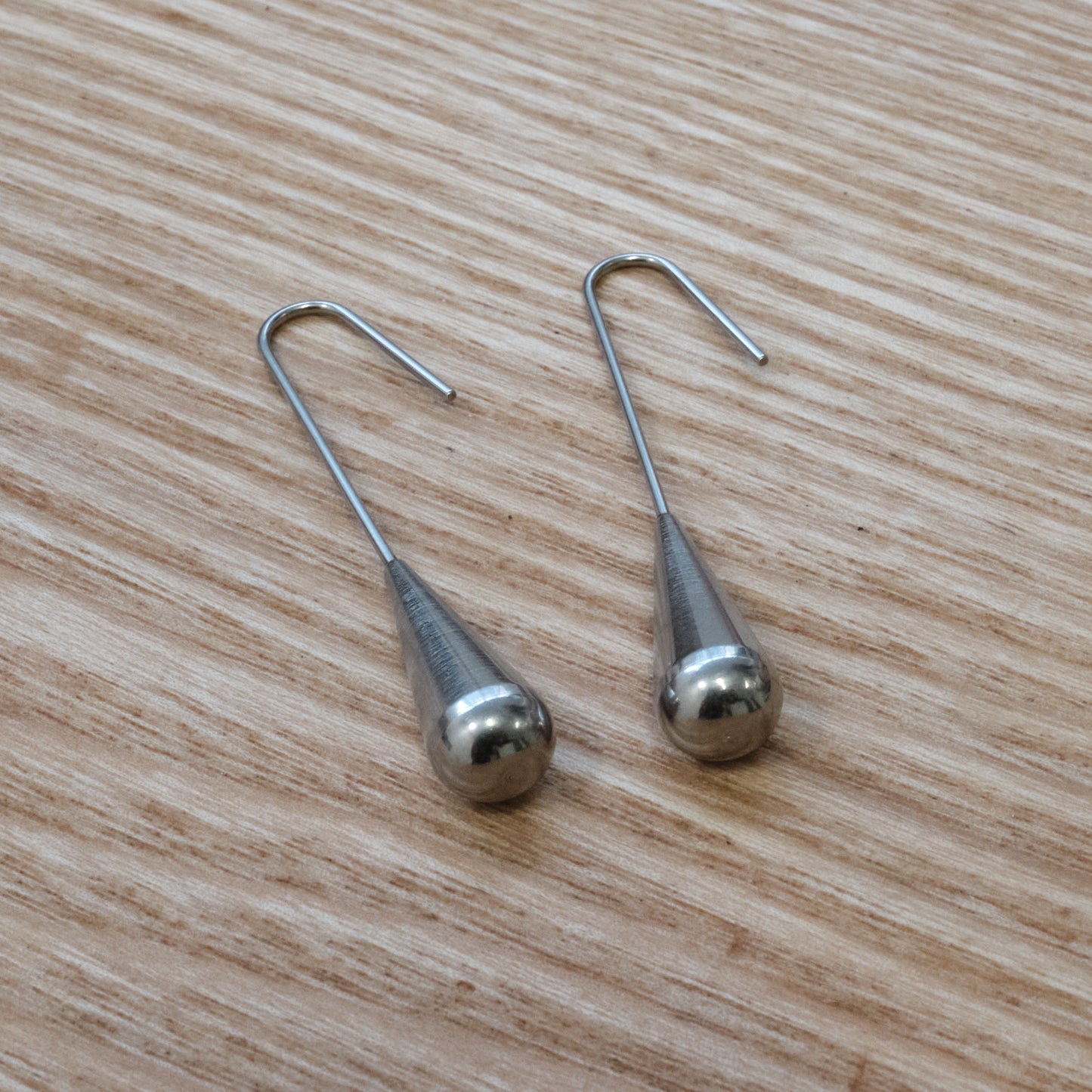 Stainless Steel Silver Teardrop Dangle Hook Earrings (SKU 230)