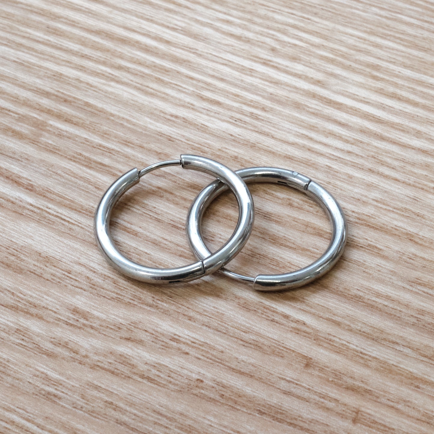 Stainless Steel Silver Classic Hoop Earrings (SKU:200)
