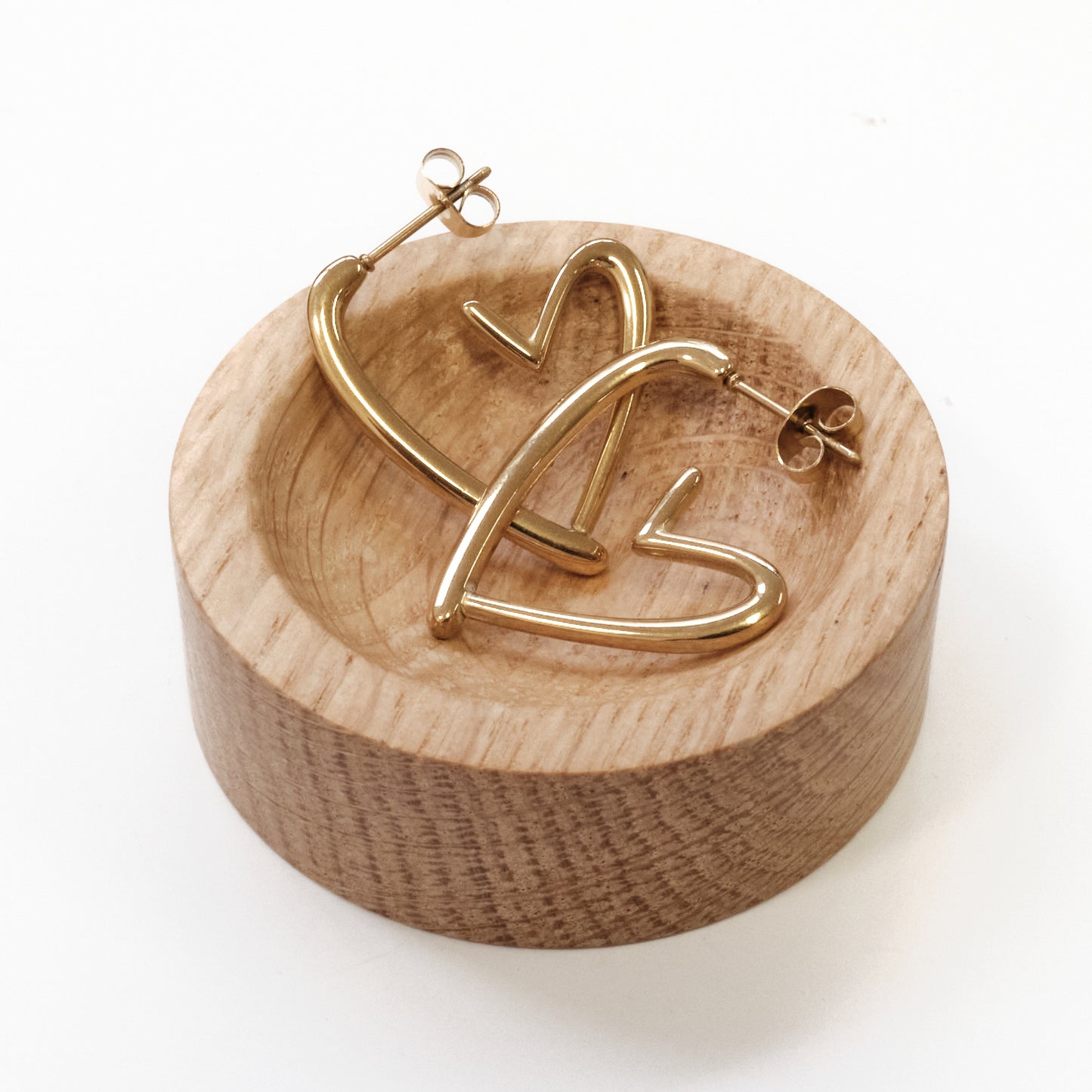 Stainless Steel Gold 316L Heart Shaped Earrings (SKU 123)