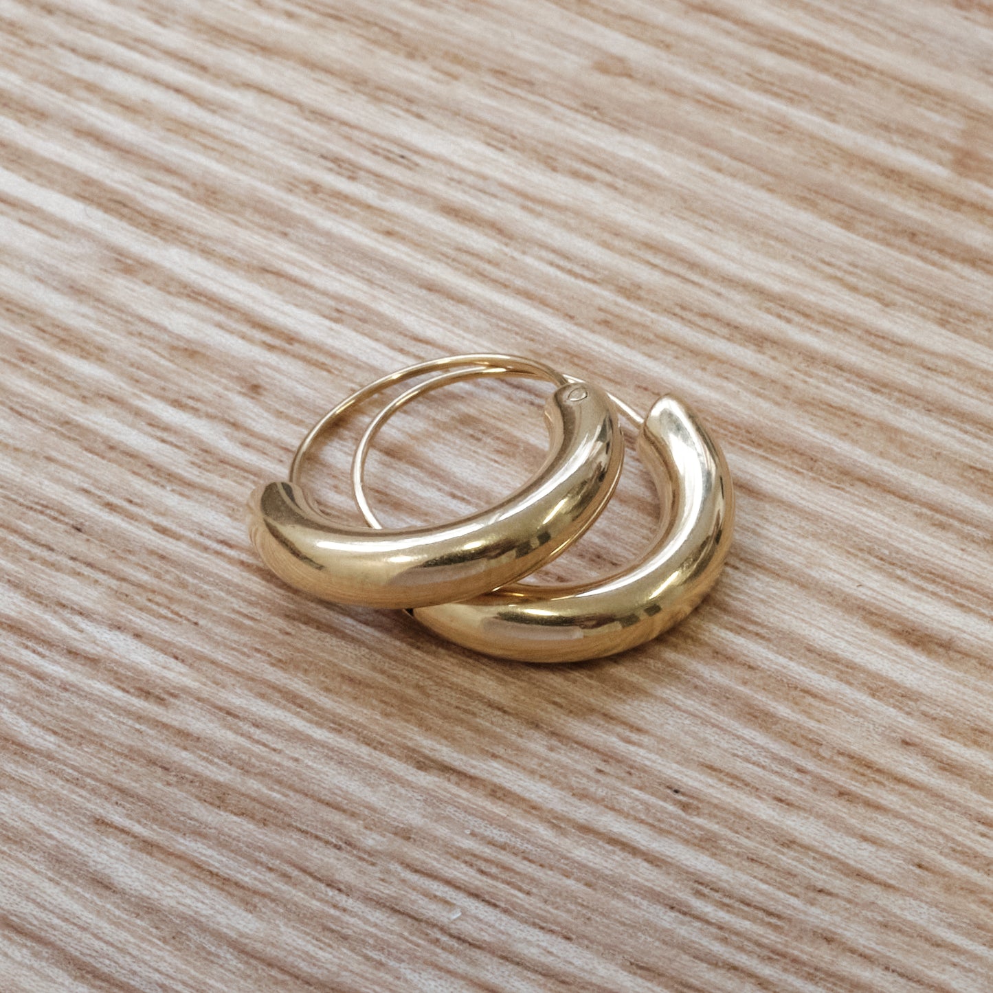 Gold-Tone Stainless Steel Chunky Half Hoop Earrings SKU: 135)