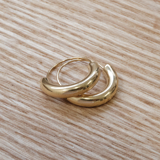 Gold-Tone Stainless Steel Chunky Half Hoop Earrings SKU: 135)