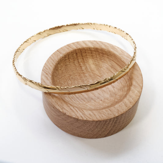 Stainless Steel Bangle Gold Engraved Design Mens/Ladies, 304L (SKU 112)