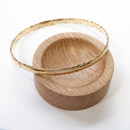 Stainless Steel Bangle 18k Gold Plated Engraved Design, 304L