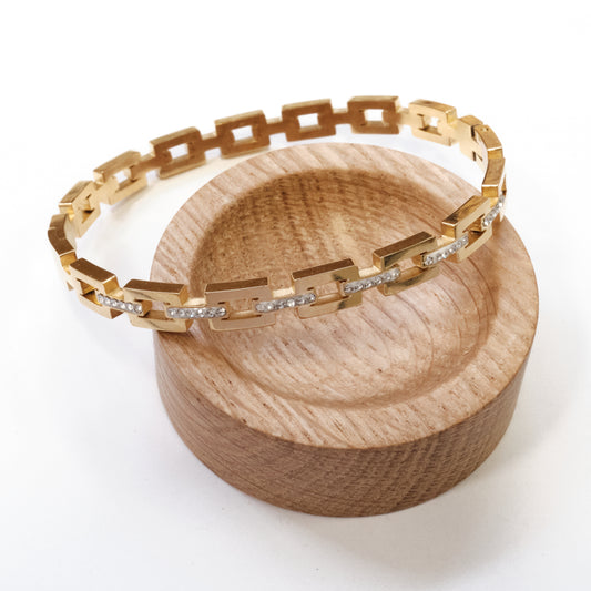 Stainless Steel Gold-Tone Link Bangle 304L