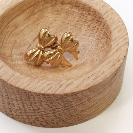 Stainless Steel Gold Bow Earrings 304L (SKU 129)