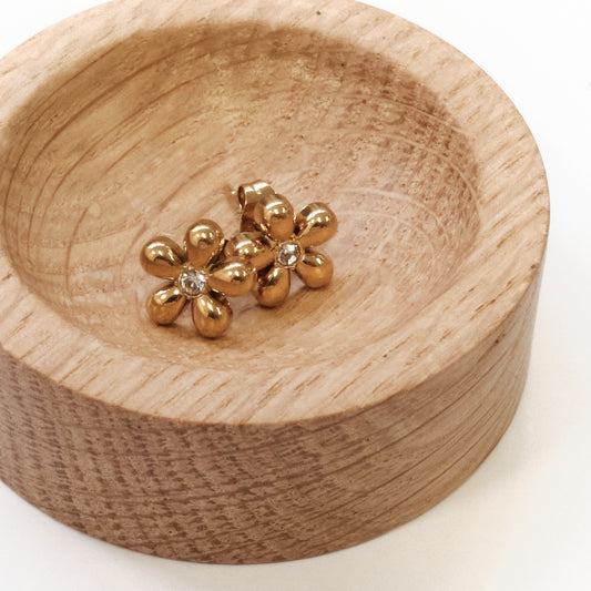 Stainless Steel Gold 18k, Clover Flower Shaped Stud Earring 316L (SKU 131)