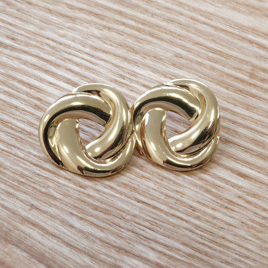 Stainless Steel Intertwined Knot Stud Earrings – Gold Tone 304L  (SKU 138)