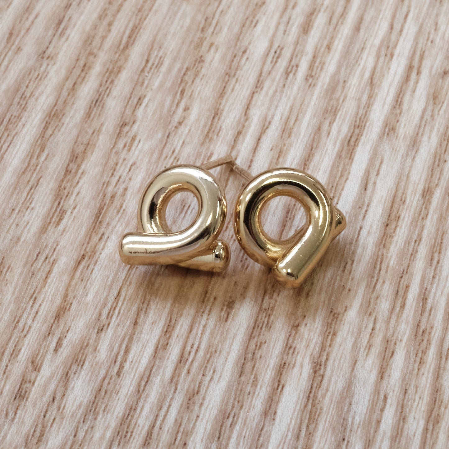 Stainless Steel Sculpture Twist Earrings 304L Gold Plated Finish (SKU 141)