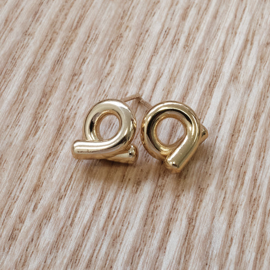 Stainless Steel Sculpture Twist Earrings 304L Gold Plated Finish (SKU 141)