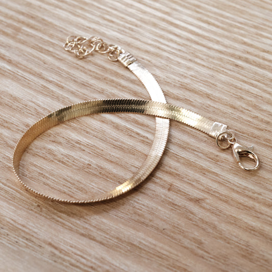 Gold-Tone Stainless Steel Snake Chain Bracelet (SKU:158)