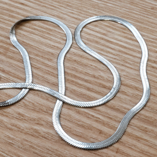 stainless Steel Silver Herring Bone Necklace  (SKU: 186)