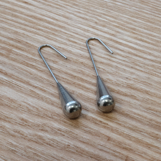 Stainless Steel Silver Teardrop Dangle Hook Earrings (SKU 230)