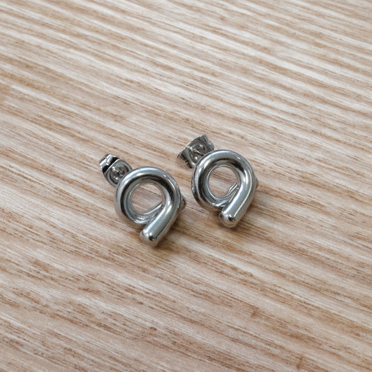 304L Stainless Steel Tubular Silver Stud Earrings (SKU:219)