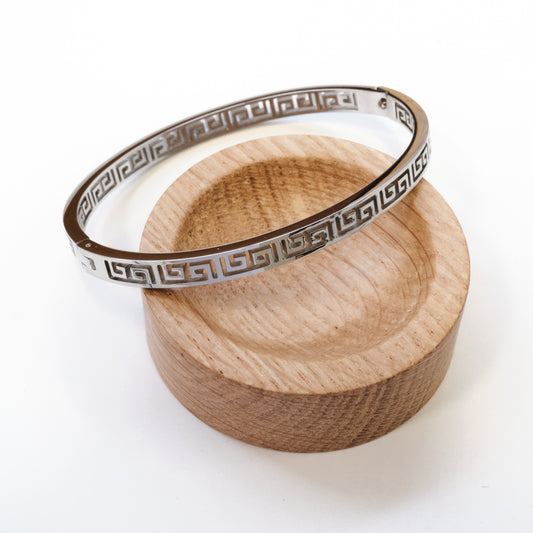 Stainless Steel Geometric Silver Bangle 304L(SKU 117)